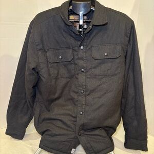 Rugged Elements Mens Large Black Utility Shirt Jacket Quilted Lined Snap Closure